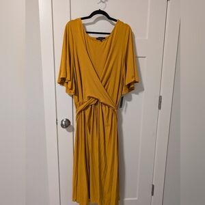 Eloquii NWT size 28 mustard yellow faux wrap dress
